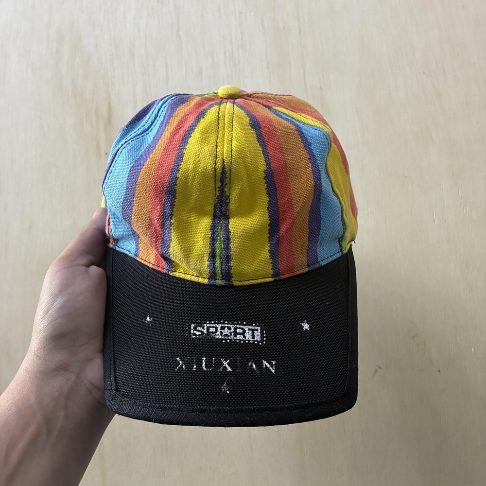 Sport Hat Mens One Size Multicolor Striped Canvas Baseball Cap Strap Back